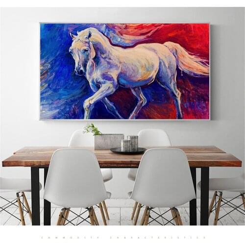 Modern Animal Canvas Painting Watercolor Horse Herd Frameless Art Poster Art Wall Home Ddecor for Living Room