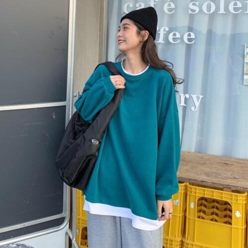 Sportswear Fashion New Womens Fashion In 2021 Loose Long Sleeve Lazy Two-piece Blouse
