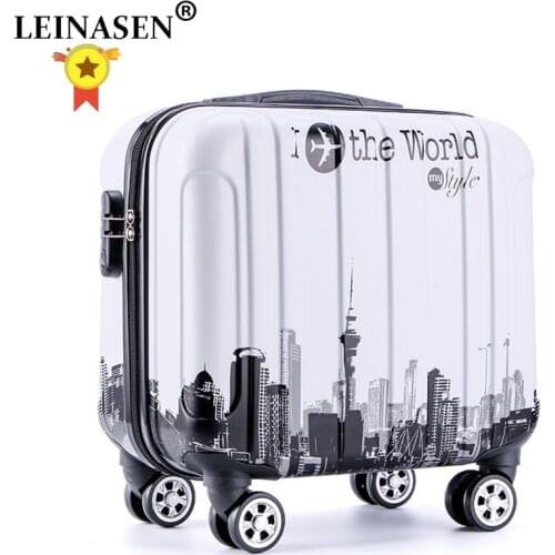 18 inches girl cartoon students Universal wheel trolley case child Travel luggage rolling suitcase women creative Boarding box