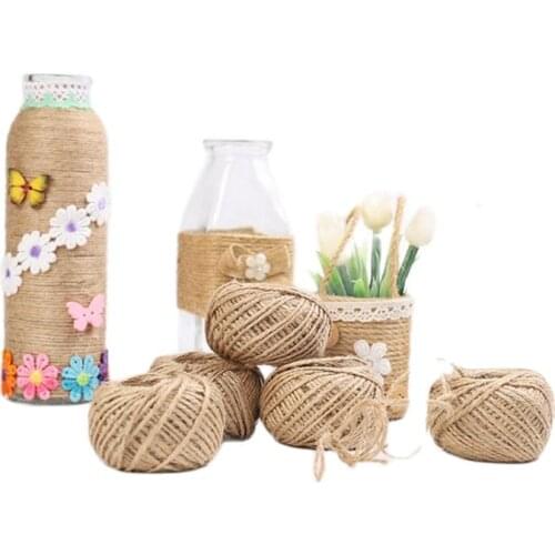 1.5mm retro natural color 30m jute rope student creative handmade bottle decoration tag rope
