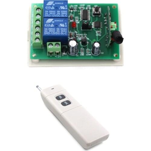 High Quality 2CH Wireless Remote Control Switch System DC12V 24V Receiver & 2-Button Transmitters Learning Code 315/433MHZ New