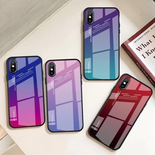 Hard Glass Phone Case For iPhone 7 8 6 6S Plus 11 Pro 11Pro Max Gradient Capa Cover For iPhone 6Plus 7Plus Green Red Blue Black