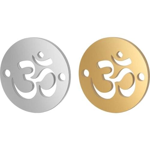 10pcs/Lot Stainless Steel Hollow Out OM Charms Connectors DIY Making Bracelet Necklace Accessories 12mm