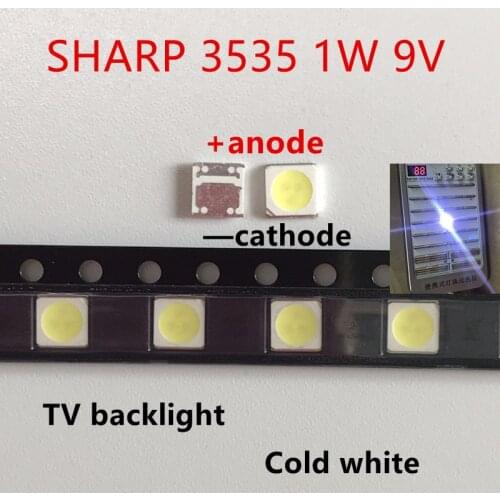100pcs/lot For SHARP LED TV Application LCD Backlight for TV LED Backlight 1W 9V 3535 3537 Cool white