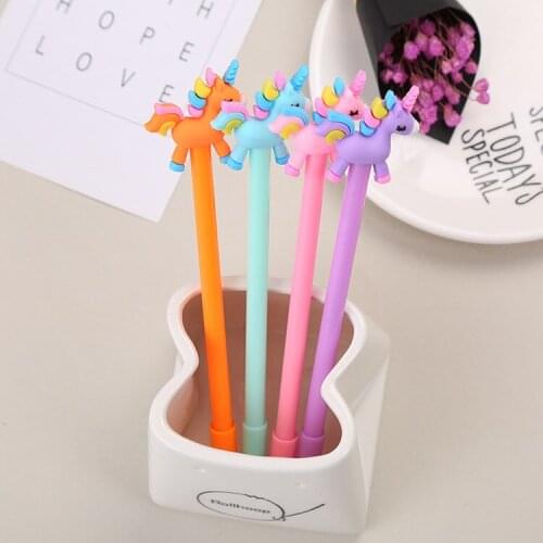 20 Pcs Gel Pens Creative Unicorn Neutral Pen Student Cartoon Pony Water Exam Black Office Signature Cute Stationary Supplies