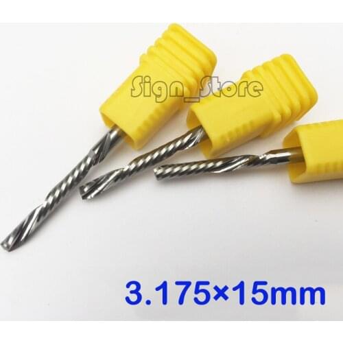 5pc 3.175x15mm Down Cut Cutters,Left-handed 1 Flute End Mill Carbide Cutting Tools Bits on Clean Machining Acrylic/Woodworking