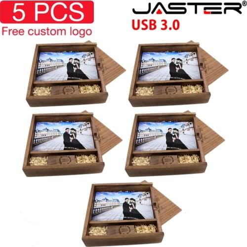 5PCS/LOT Pen Drive Free Custom Logo USB 3.0 Maple Photo Album Wooden Box USB Flash Drives 128GB Photography Stick 170*170*35mm