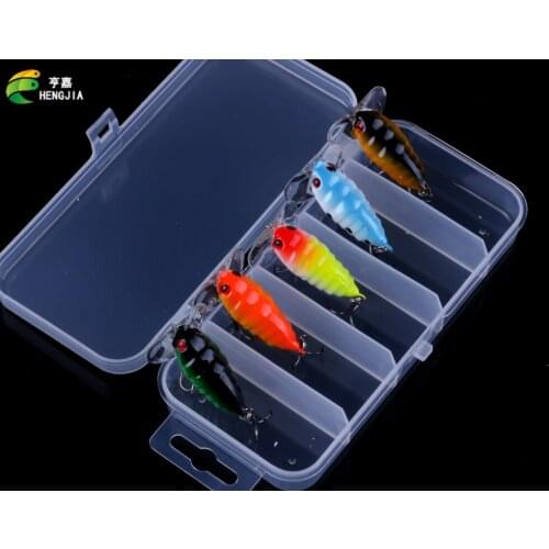 HENGJIA 5pcs 4cm 4.4g hard plastic cicada topwater floating wobbler lifelike fishing baits tackle insect lure