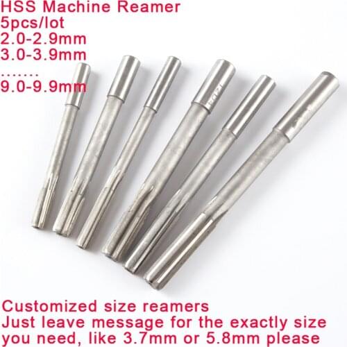 5pcs of HSS High Speed Steel Straight Shank Milling Cutter Manual machine Reamer customized size professional reamers 2.0-9.9mm