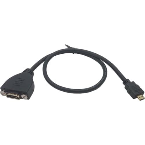 50cm Micro HD-MI Male to HD-MI Female Extension Cable with Screw Panel Mount
