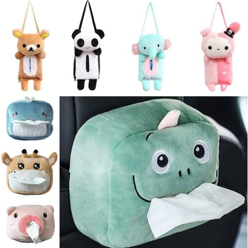 8 Colors Cute Animal Car Tissue Holder Back Hanging Tissue Box Covers Napkin Paper Towel Box Holder Case Paper Towel Holder