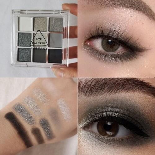 9 Colors Cool Toned Eyeshadow Palette Black Smokey Palette Matte Glitter Тени Palette Eye Pigments Makeup Palett Cosmetics