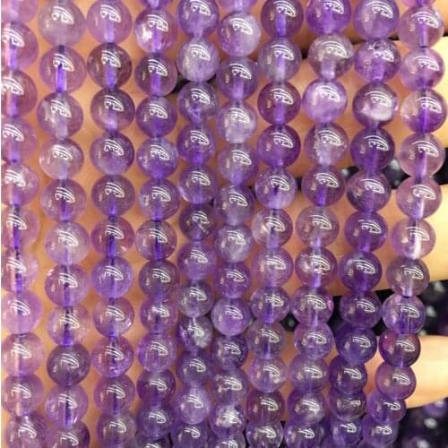 A+ Natural Amethysts Stone Round Beads For Jewelry Making 4 6 8 10 12mm Purple Crystal Spacer Beads Diy Bracelet Necklace 15"