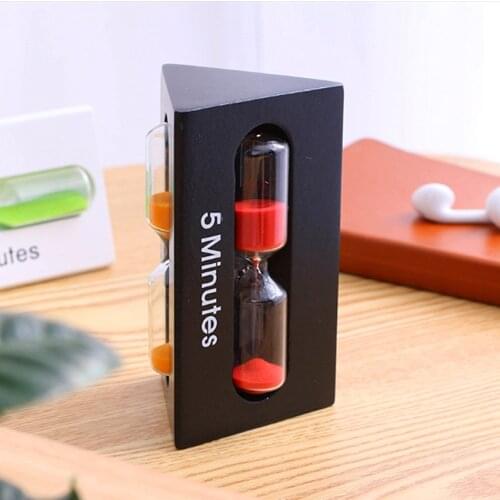 Free Shiping Novelty Gift Hourglasses Colored Sand Combined Timer 3- 5-7minutes Cominaition Solid Wood Stand 5 colors