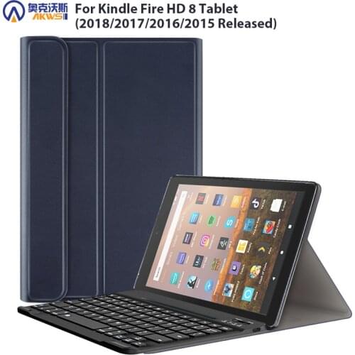 Keyboard Case for All New Kinlde Fire HD 8 Soft TPU Cover for Fire HD8 2017 with Wireless Bluetooth Keyboard