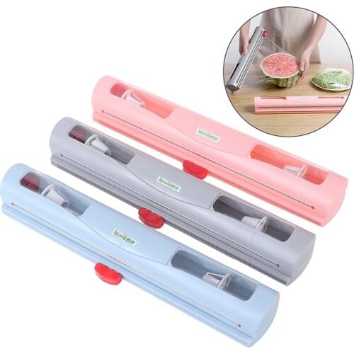 Food Wrap Dispenser Cutter Kitchen Tool Foil Cling Film Wrap Dispenser Plastic Sharp Cutter Storage Holder Kitchen Tool