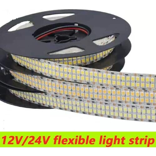 480Leds/m SMD 2835 Led Strip Double Row Flexible Led strip 24V 12V 5M 2400Leds No Waterproof Led Tape High Brightness