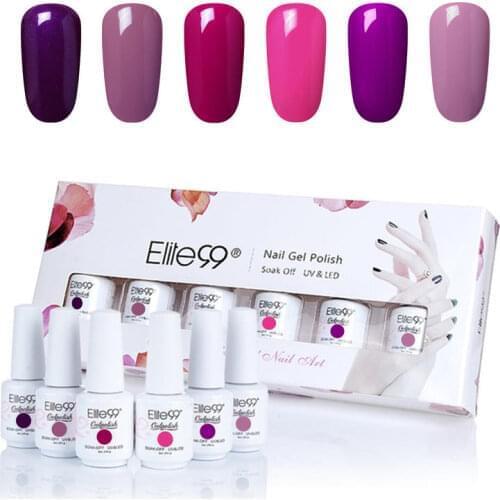 Elite99 6pieces/lot Gel Varnish With a Gift Box Nail Art Set Semi Permanent Enamel Gel Nail Polish Manicure Gel Polish 8ML