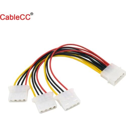 Cablecc PC Desktop IDE 4Pin 4P Molex 1 Female to 3 Male Power Supply Cable 18AWG Wire For Hard Disk Optical Device