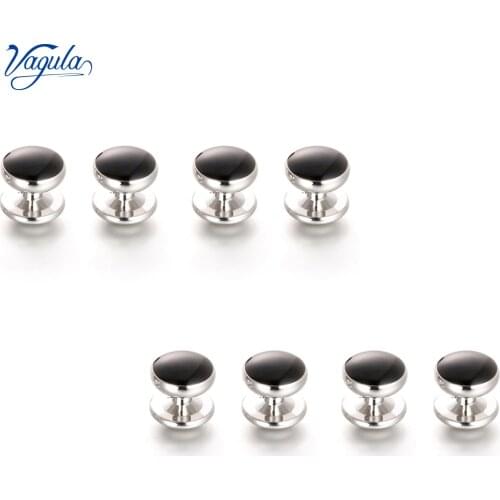 VAGULA Classical 8PCS SET Tuxedo Collar Stud Sleeve Button Uniform Shirt Cuff links Top Luxury Brand Bonito Gemelos V21