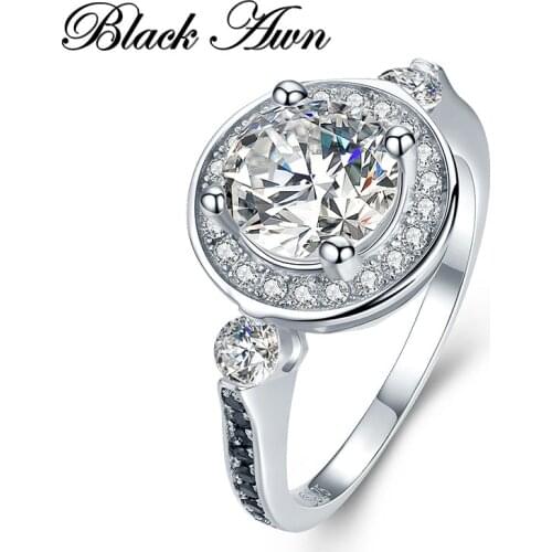 BLACK AWN 2021 New Genuine 100% Sterling 925 Silver Jewelry Square Engagement Rings for Women Gift C404