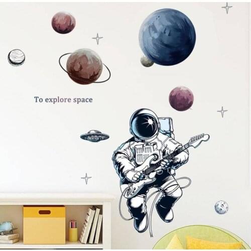 Creative Astronaut Wall Sticker Space Planet Explore Kids Boys Bedroom Decoration Removable Wallpaper Poster Decals