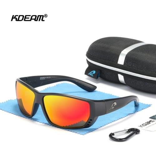 TUNA ALLEY 2021 New KDEAM Sports Sunglasses Men HD Polarized Sun Glasses Square Frame Reflective Coating Mirror lens UV400