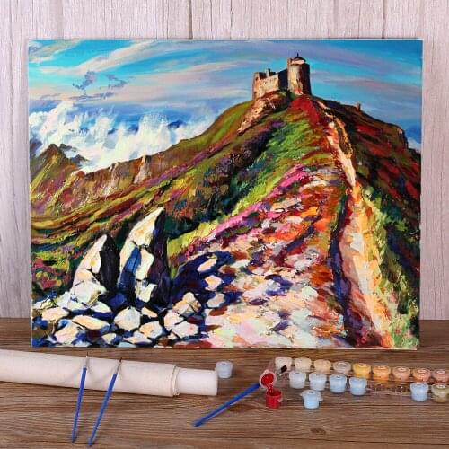 Landscape The Old Observatory Coloring By Numbers Painting Kit Acrylic Paints 40*50 Paiting By Numbers Drawing