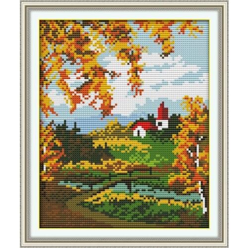 The scenery of the countryside cross stitch kit flowers 14ct 11ct count canvas stitching embroidery DIY handmade needlework plus