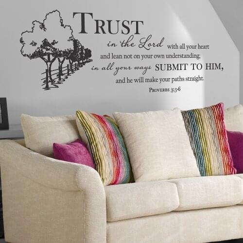 Proverbs 3:5-6 Bible verses Jesus god vinyl wall stickers Christian living room bedroom Home decorative wall stickers M376