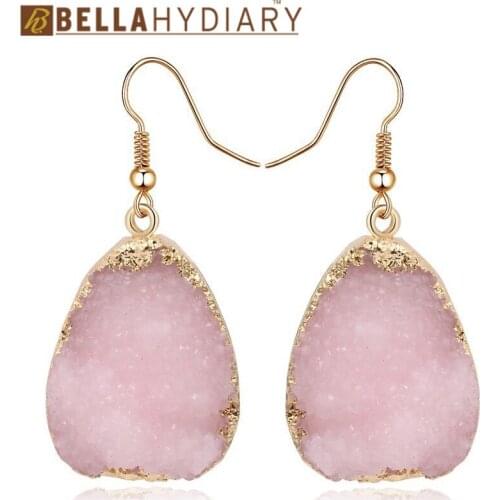 Fancy Druzy Resin Earrings Black Blue Green Water Drop Earrings For Women Jewelry Statement Gifts For Women Accessories Brinco