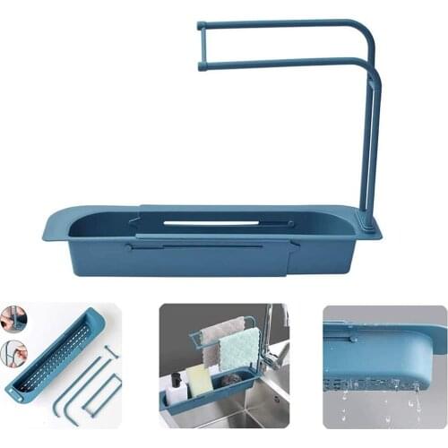 New Kitchen Organizer Sundries Hanging Basket Sponge Holder Plastic Drainer Storage Rack Container Sink Organizer Soap Rag Shelf