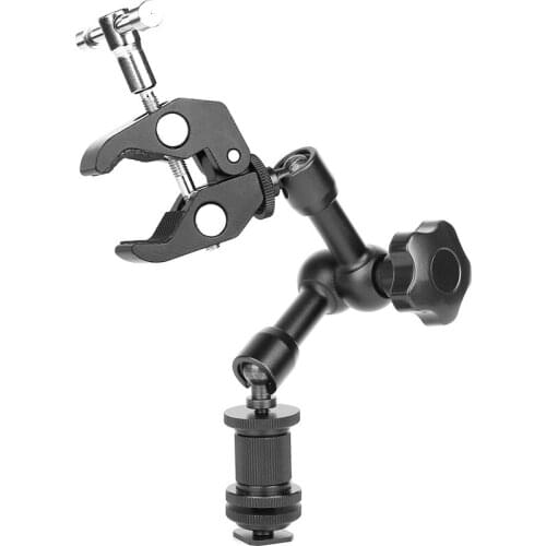 New Magic Arm 7 inch Articulating Friction Arm Super Clamp Adjustable Rod Clamp Pliers Clip With 1/4 inch And 3/8 inch Thread Fo