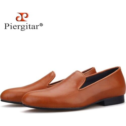 Piergitar 2021 Genuine Leather Mens Loafer Slippers For Party and Banquet Classic British Style Slip-on Smoking Shoes Plus Size