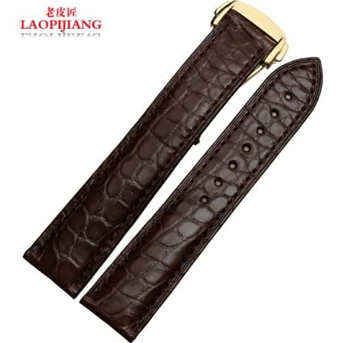 Luxury Crocodile leather watch strap for O-mega masters fold buckle alligator Genuine leather bracelet 19mm 20mm 22mm watchband
