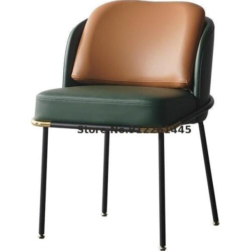 Nordic Light Luxury Backrest Dining Chair Home Modern Simple Industrial Style Leather Chair Net Red Cafe Negotiation Chair