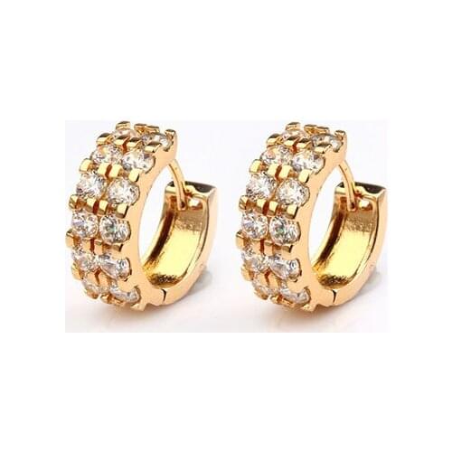 VIVILADY Fashion AAA Clear Zircon Stones Round Hoop Earrings Women OL Gold Color Eco-friendly Lead Free Accessory Jewelry Gifts