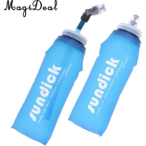Foldable Soft Flask Outdoor Sports Running Water Bottle with Drinking Nozzle