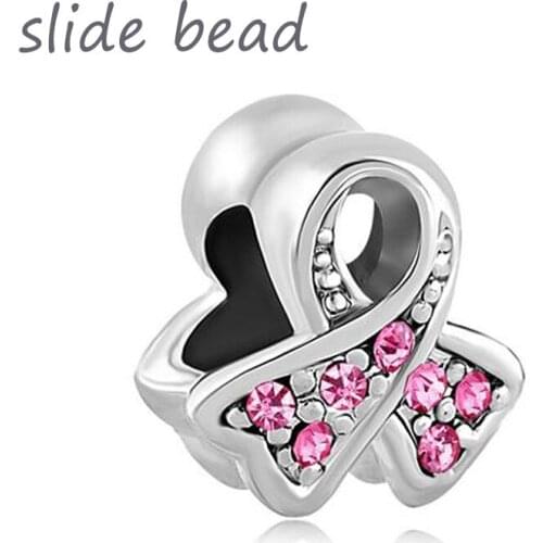 Slide beads New scarf inlaid crystal charm beads suitable for Pandora bracelet beads for jewelry making