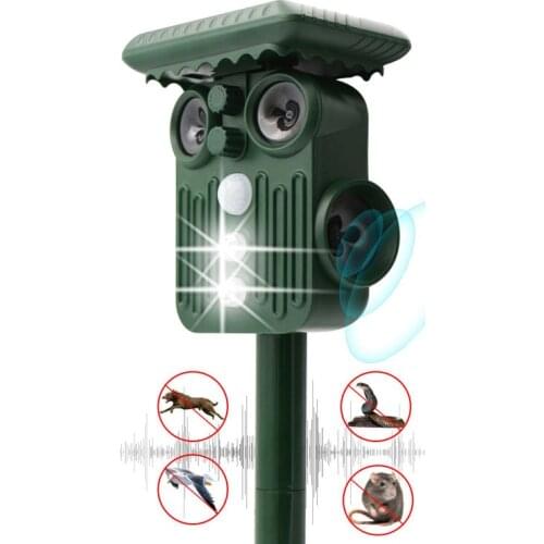 Garden Solar Powered Ultras onic Outdoor Animal Repeller Motion Sensor Flash Light 5 Levels Dog Cat Raccoon Rabbit Dispeller