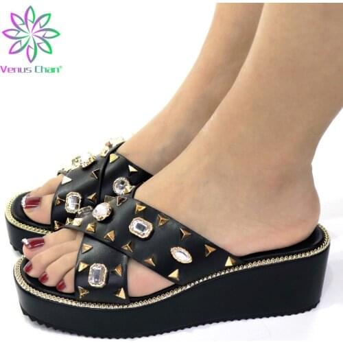 Nigerian Women Shoes Party Wedding Luxery Shoes Women Decorated with Bling Designer Shoes Women Luxury 2021 Open Toe Pumps