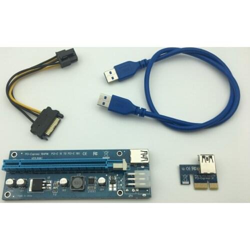 VER006C Riser Card 1x to 16x PCI Express PCI-E Extender USB 3.0 Cable SATA to 6Pin IDE Power for Bitcoin Mining Miner Antminer