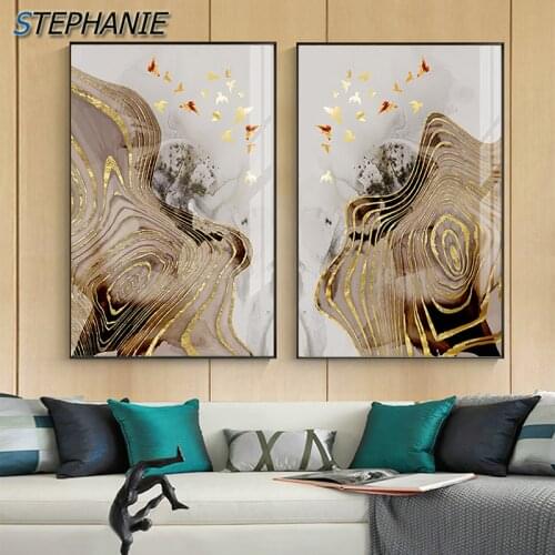 Japanese Tree Deer Wall Art Picture Abstract Golden Ring Canvas Art Modern Tableaux Cuadro for Living Room Luxury Poster n Print