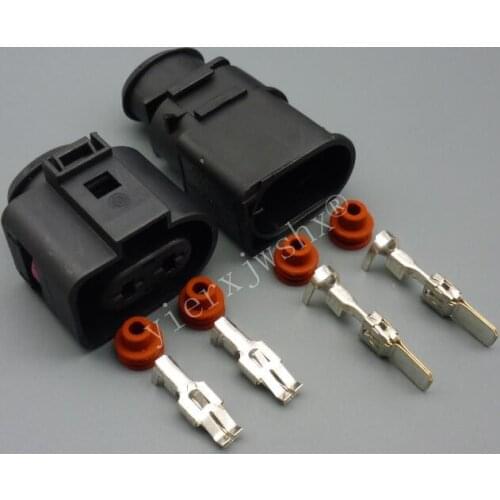 Yierxjwshx 2 Pin 6.3mm Auto plug Sealed Fuel Lnjection Connector Housing 1J0973752 For VW Toyota Honda Hyundai Elantra 1J0973852