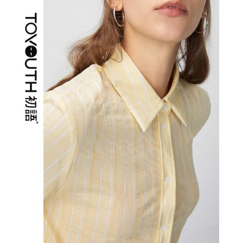 Toyouth Spring Women Blouse Casual Long Lantern Sleeve Light Collar White Chiffon Shirt Female Solid Color Loose Blouses