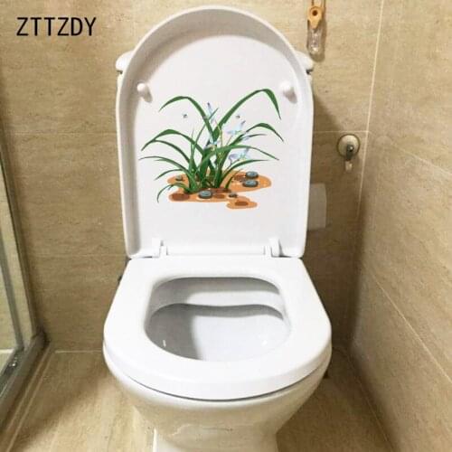 ZTTZDY 22.8*18.4CM Orchid Potted Plant Fresh Toilet Sticker Home Bedroom Wall Decal Decoration T2-0484