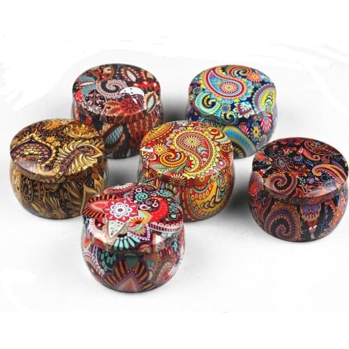 1PC Lovely Mini Gift Jewelry Tin Box Tinplate Jewelry Box Tins Cans Jars Tea Packaging Candle Box Round Drum Drawer Organizer