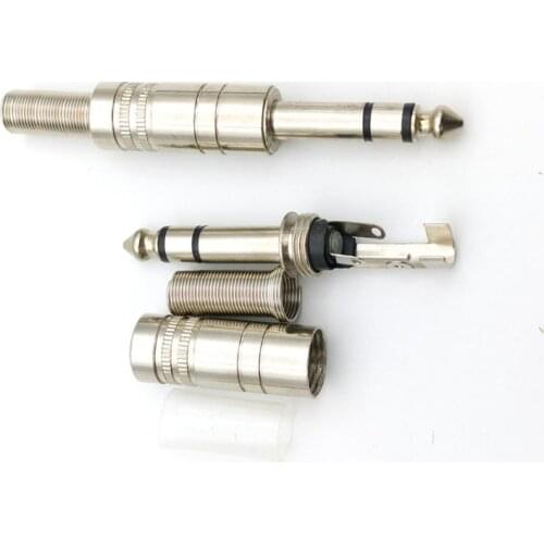 100PCS metal 6.35mm Male 1/4" Stereo Plug Audio Solder Connector with Spring