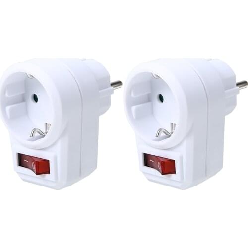 2pcs EU Plug 16A 250V Universal Travel Switch Control Power Converter Socket Adapter Outlet 2 Pin Wall Plug Socket