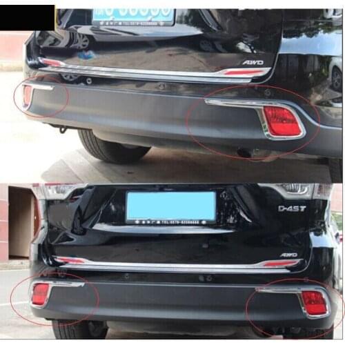 2014 2015 FOR toyota HIGHLANDER KLUGER CHROME REAR BUMPER FOG LIGHT COVER LAMP REFLECTOR TRIM MOLDING